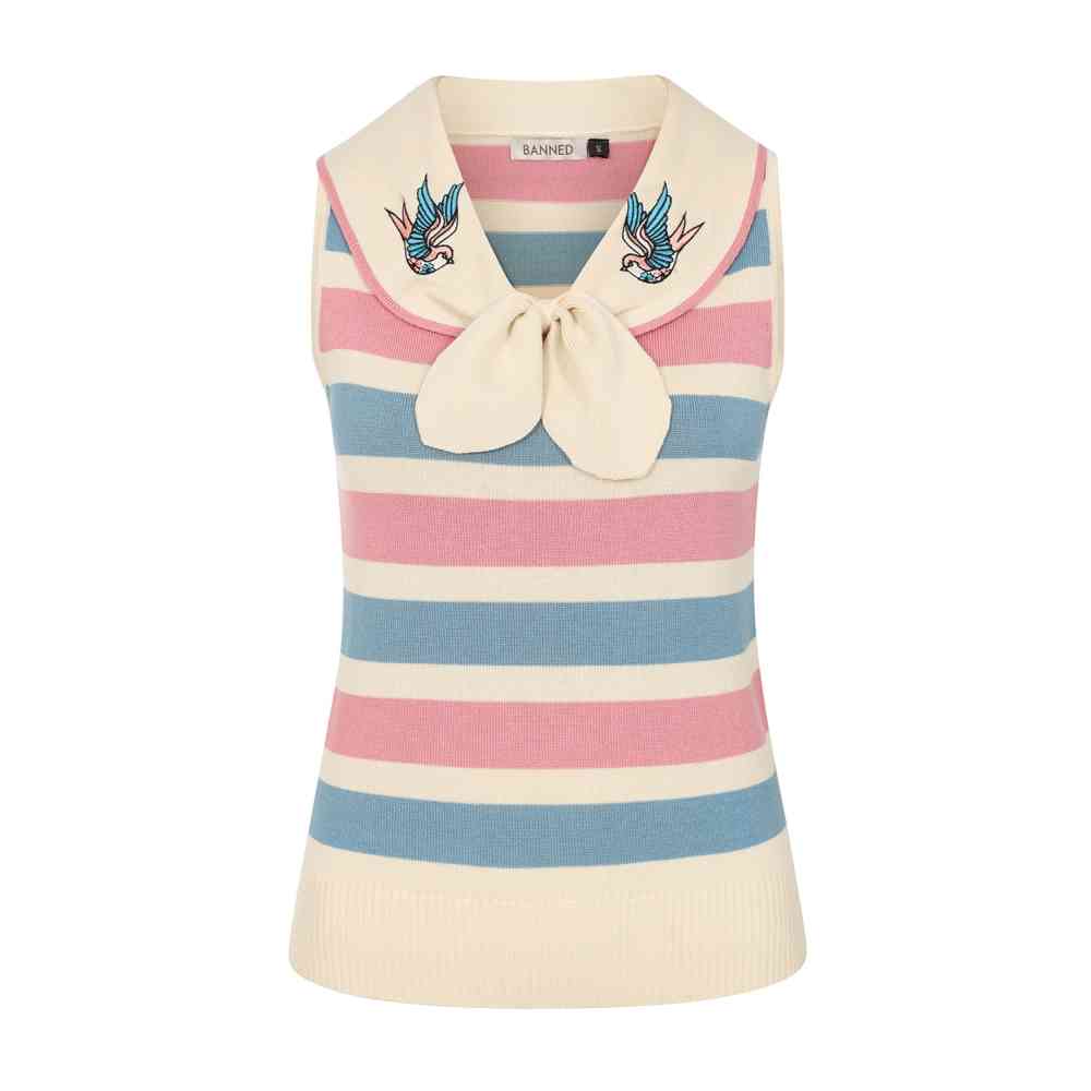 Banned - Zelda Swallow Striped Jumper - Cream